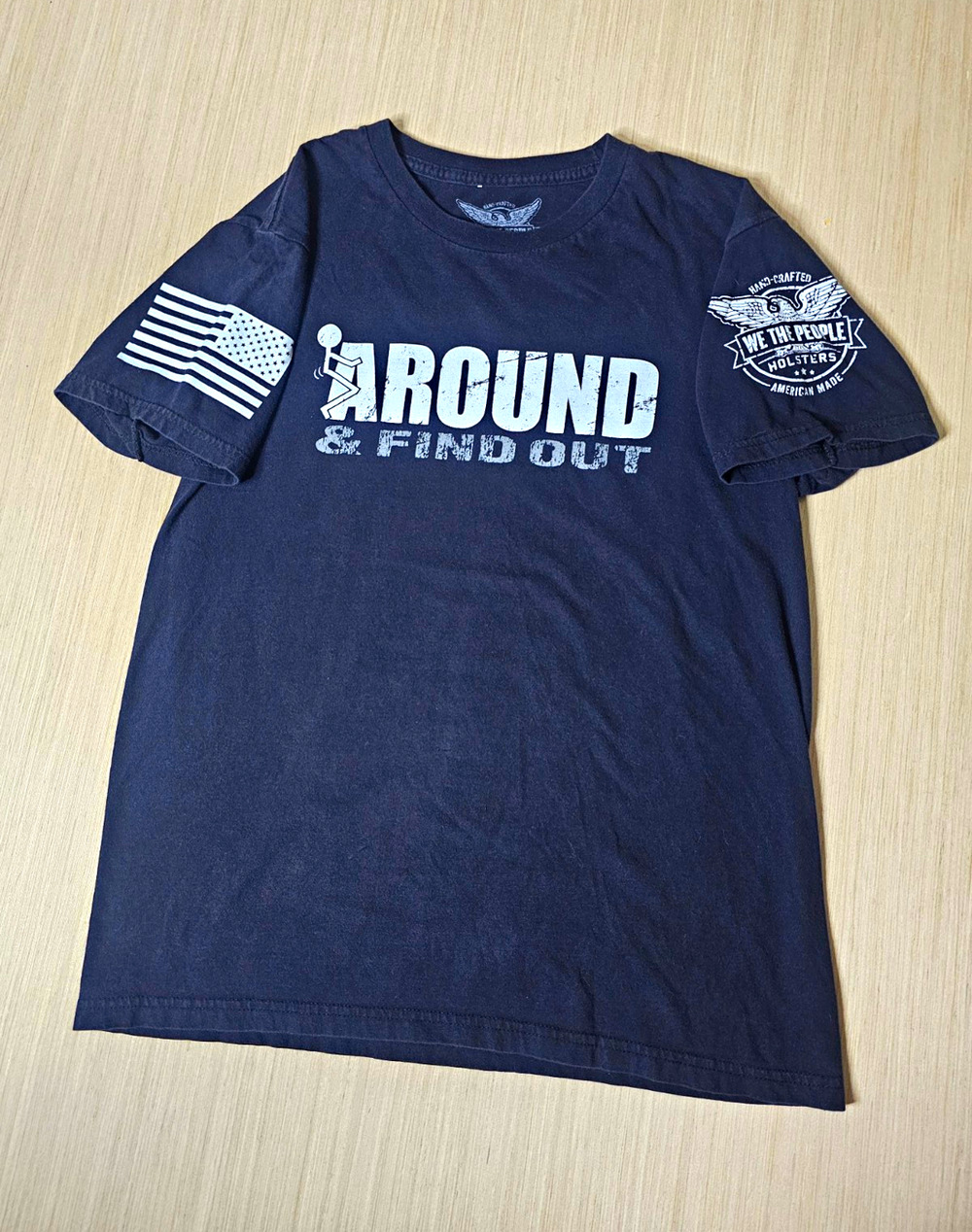 F Around And Find Out Mens Small Wee The People Black Graphic Usa Made